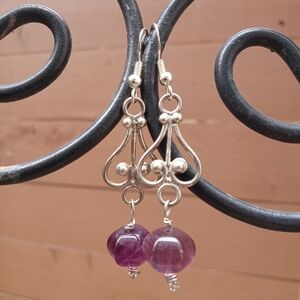 Silver and Amethyst Dangle Earrings